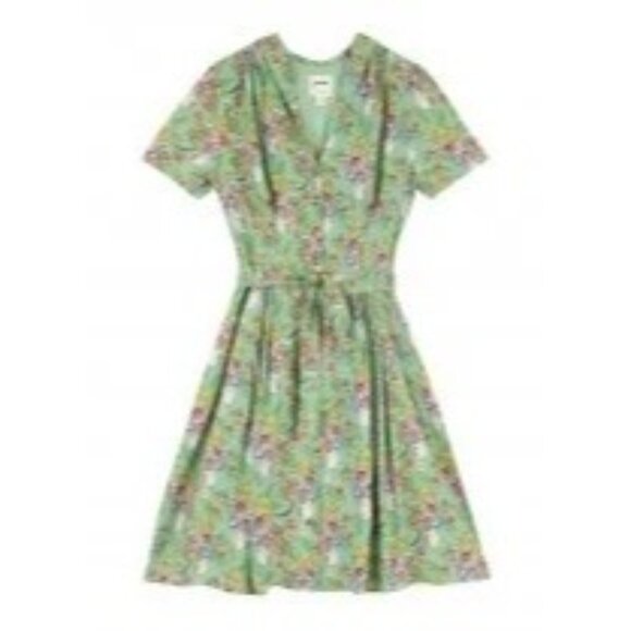 Joanie Clothing Dresses & Skirts - Joanie Clothing Barb Blue Floral Vase‎ Print Tea Dress NEW 16